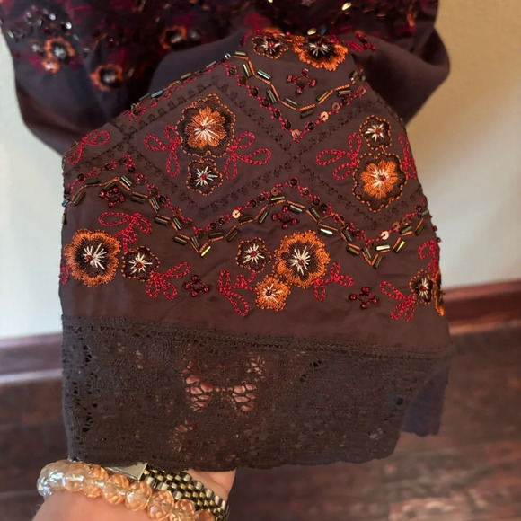 NWT Antonio Melani Havana Nights Dress in Espresso, size 4, Embroidered Beaded - Picture 8 of 13